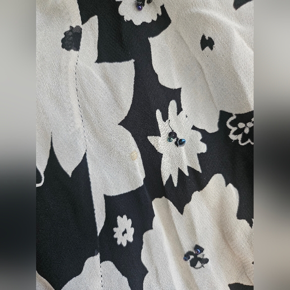 90s Black Asymmetrical Pointed Hem Floral Fairy Maxi Skirt With Beading - Picture 9 of 9